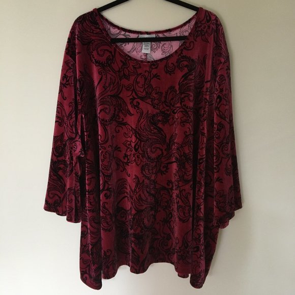 Beautiful velour top with paisley design 5x - Picture 2 of 5